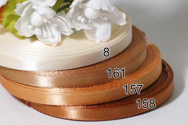 Лента атласная. Ширина 6 мм. Коричневый №158. Мин. 5 м