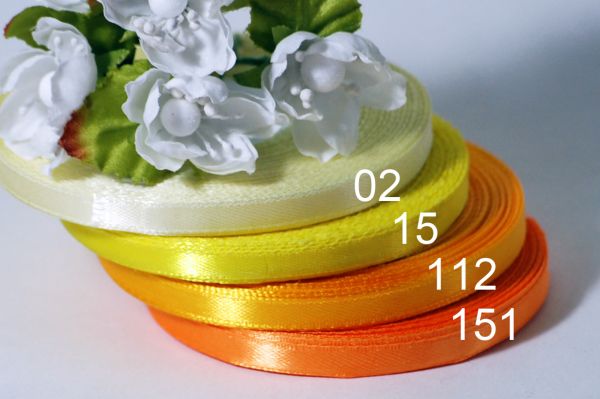 Лента атласная. Ширина 6 мм. Апельсиновый №112. Мин. 5 м
