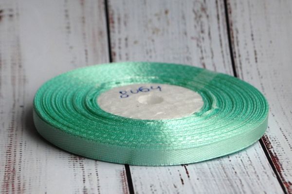 Стрічка атласна 6 мм. Моток 32,7м. №8064 Бірюзовий