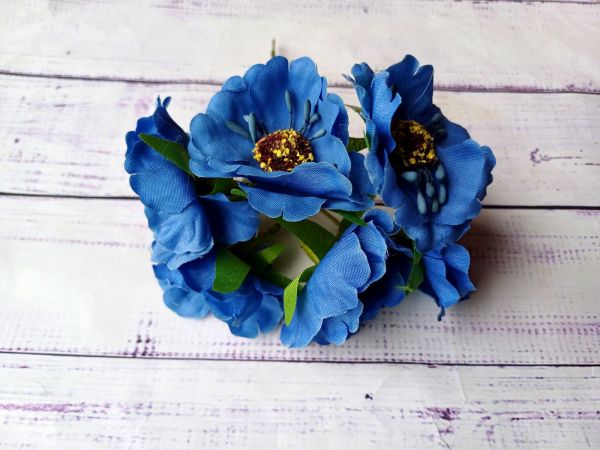 Дикий мак. Синій. 4,5 см. 6 шт