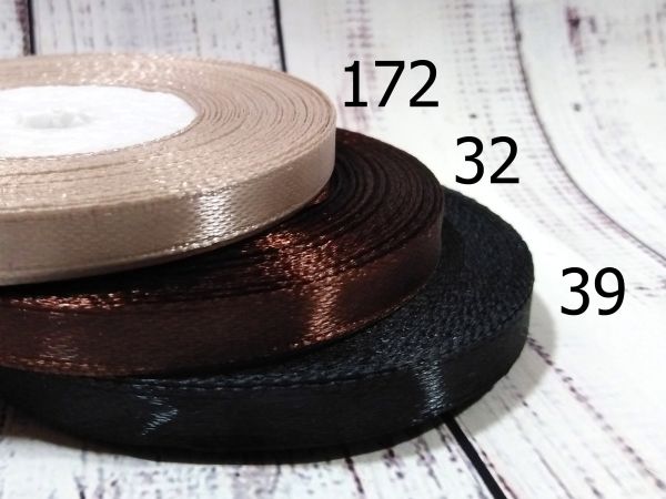 Стрічка атласна 6 мм. Моток 22,5 м. №172 Кава з молоком