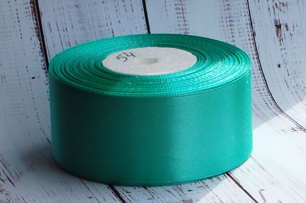 Стрічка атласна 4 см. №54 Морський зелений